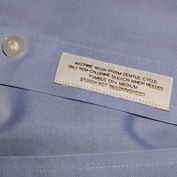 Roundtree & York Mens Shirt 18.5" Blue Oxford Button Down Gold Label Preppy - Picture 6 of 8